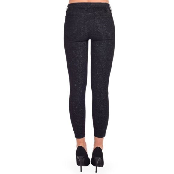L'AGENCE 'Margot' Skinny High Rise Jeans, Black/Metallic Silver Check - Picture 2 of 2